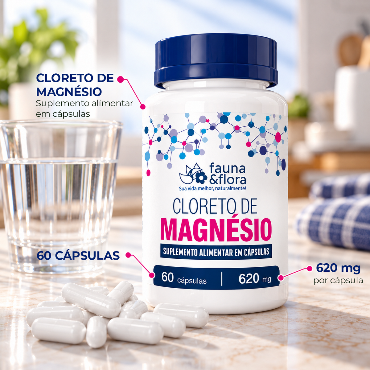 Cloreto de Magnésio - 620mg - 60 cápsulas