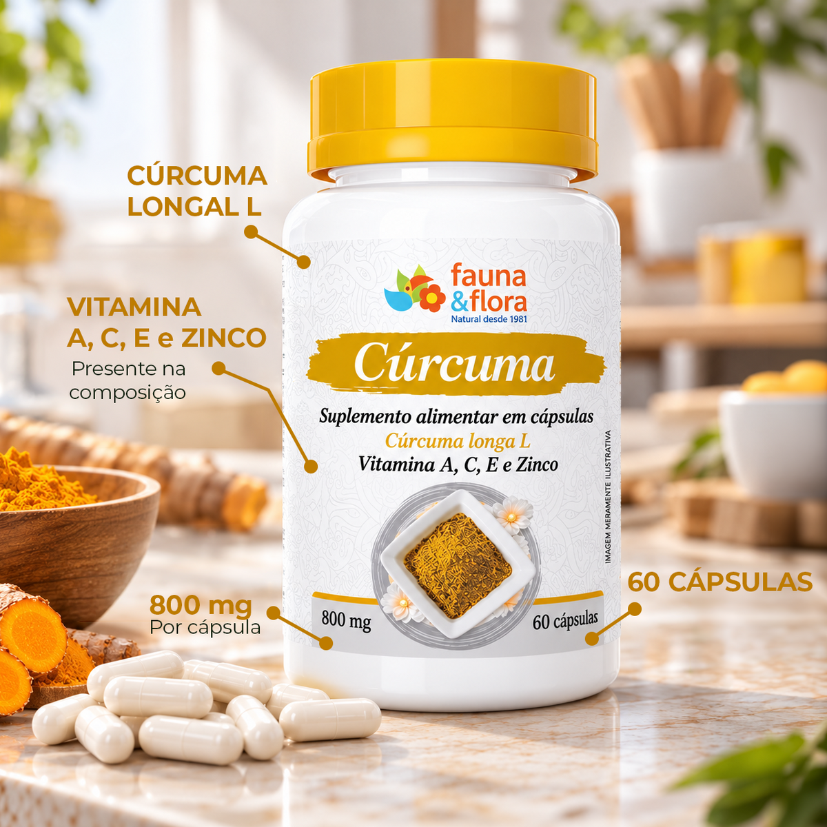 Cúrcuma - 800mg - 60 cápsulas