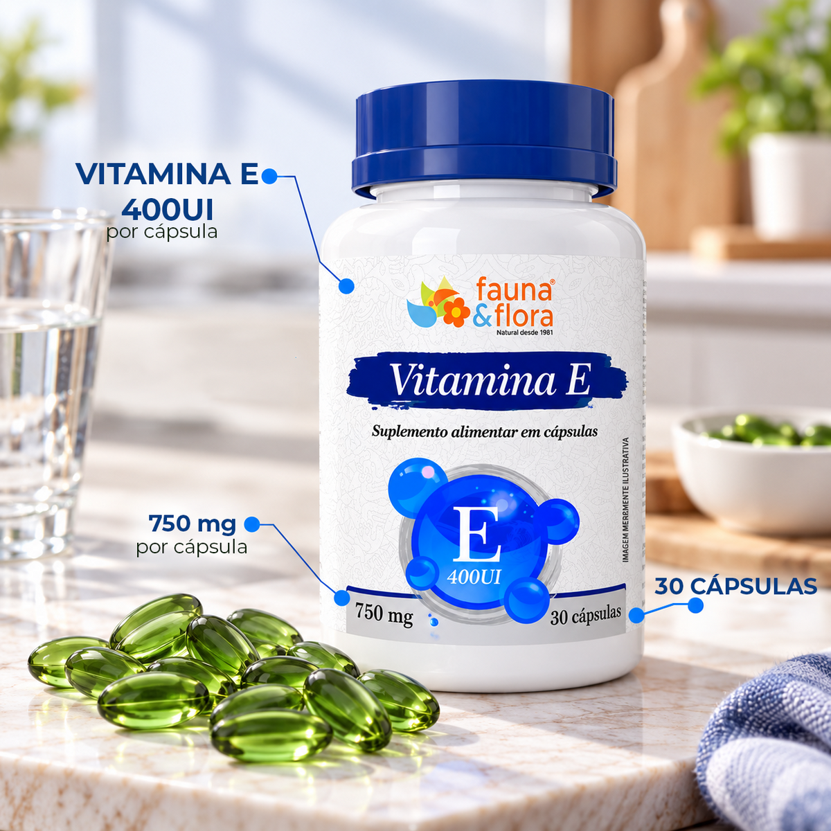 Vitamina E - 750mg - 30 cápsulas