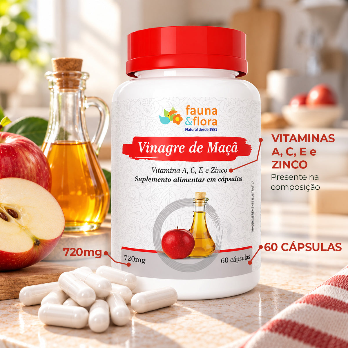 Vinagre de Maçã Fauna & Flora – 60 Cápsulas