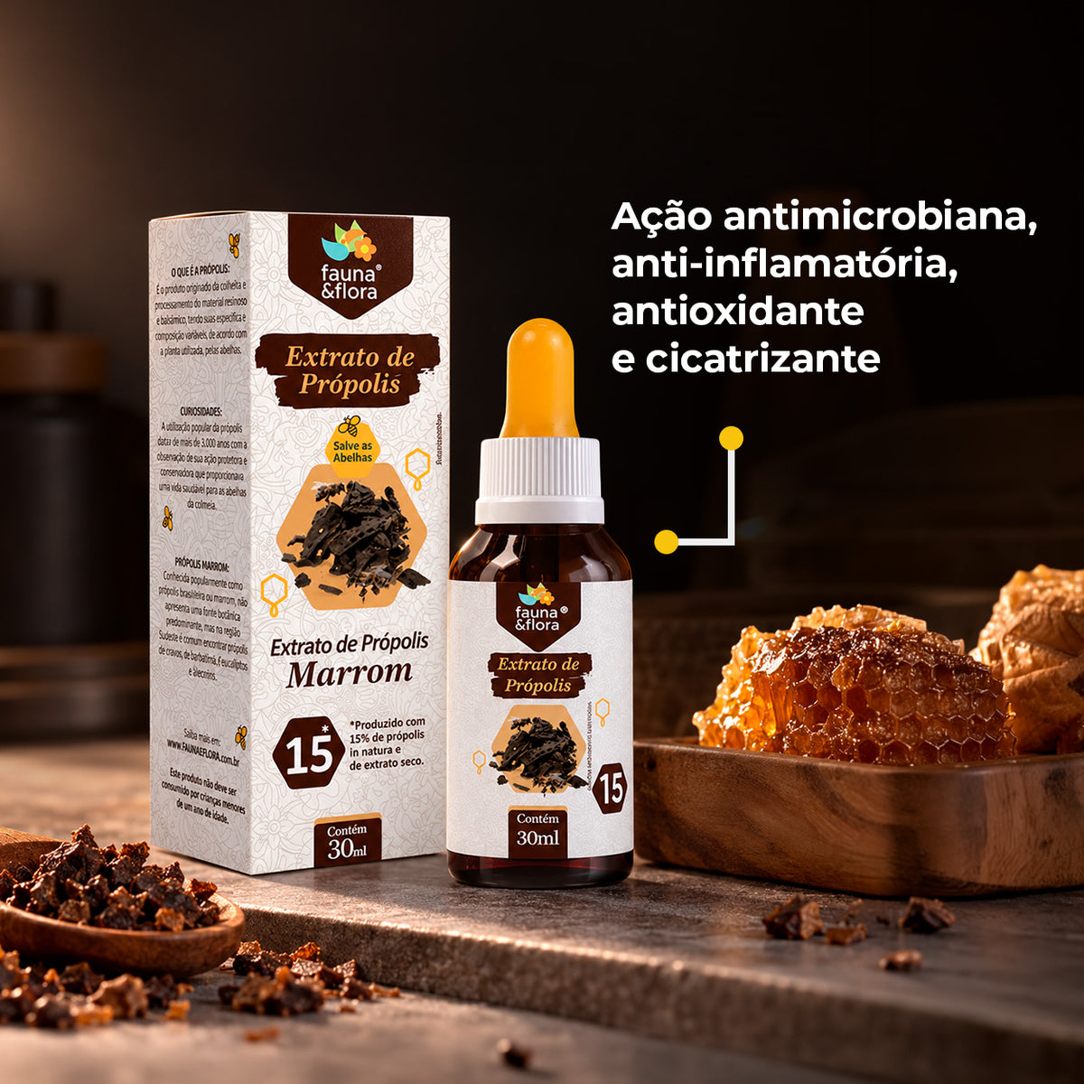 Extrato de Própolis Marrom 15% - 30ml